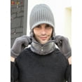 thumbnail image 7 of Spencer 2 In 1 Men Winter Warm Balaclava Beanie Hat Scarf Knit Caps Windproof Conjoined Sleeve Wool Cap Zipper Neck Warmer Ear Protector "Gray", 7 of 7