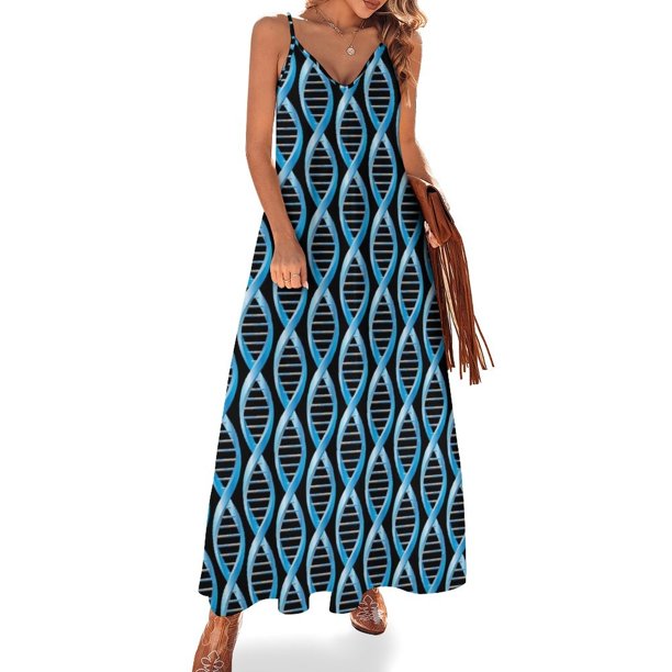 Segmento vertical de hélice de ADN humano azul Vestido sin mangas Vestido Vestidos Vestidos de ceremonia