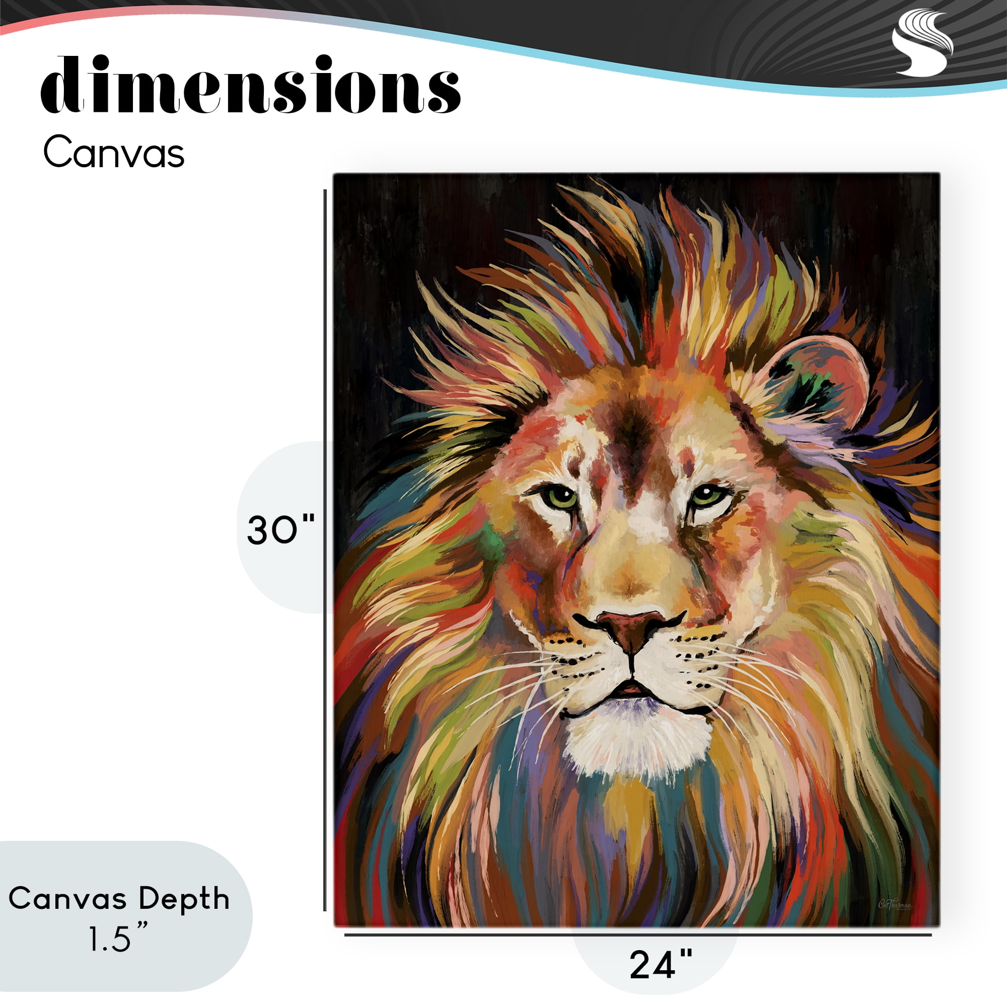 Stupell Industries Vibrant Majestic Rainbow Lion Canvas Wall Art, design by Cat Thurman Designs
