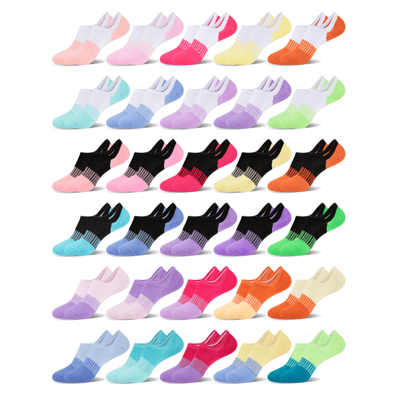 COOPLUS 30 Pairs No Show Socks for Women Low Cut Invisible Liner Athletic Socks for Running