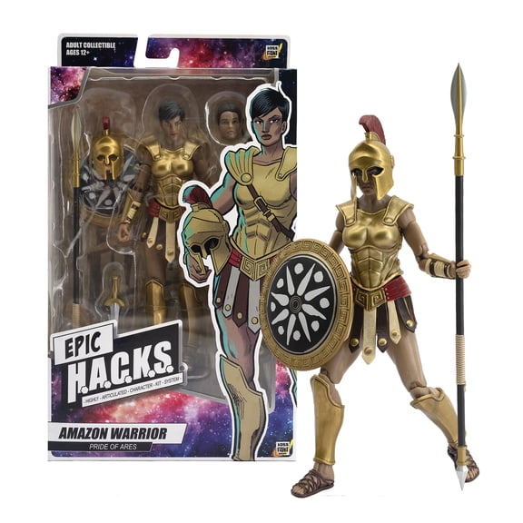 Boss Fight Studio Epic H.A.C.K.S. Core Wave 1, Amazon Warrior: Pride of Ares Action Figure - Highly Articulate Collectible Figurine with Interchangeable Parts and Accessories - 1:12 Scale