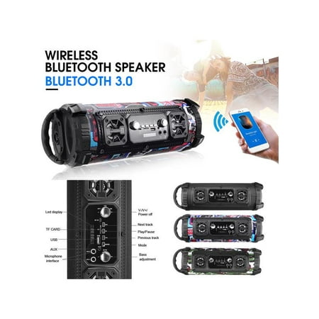 Portable Handheld bluetooth Speaker Bass USB/AUX/TF FM Radio Music