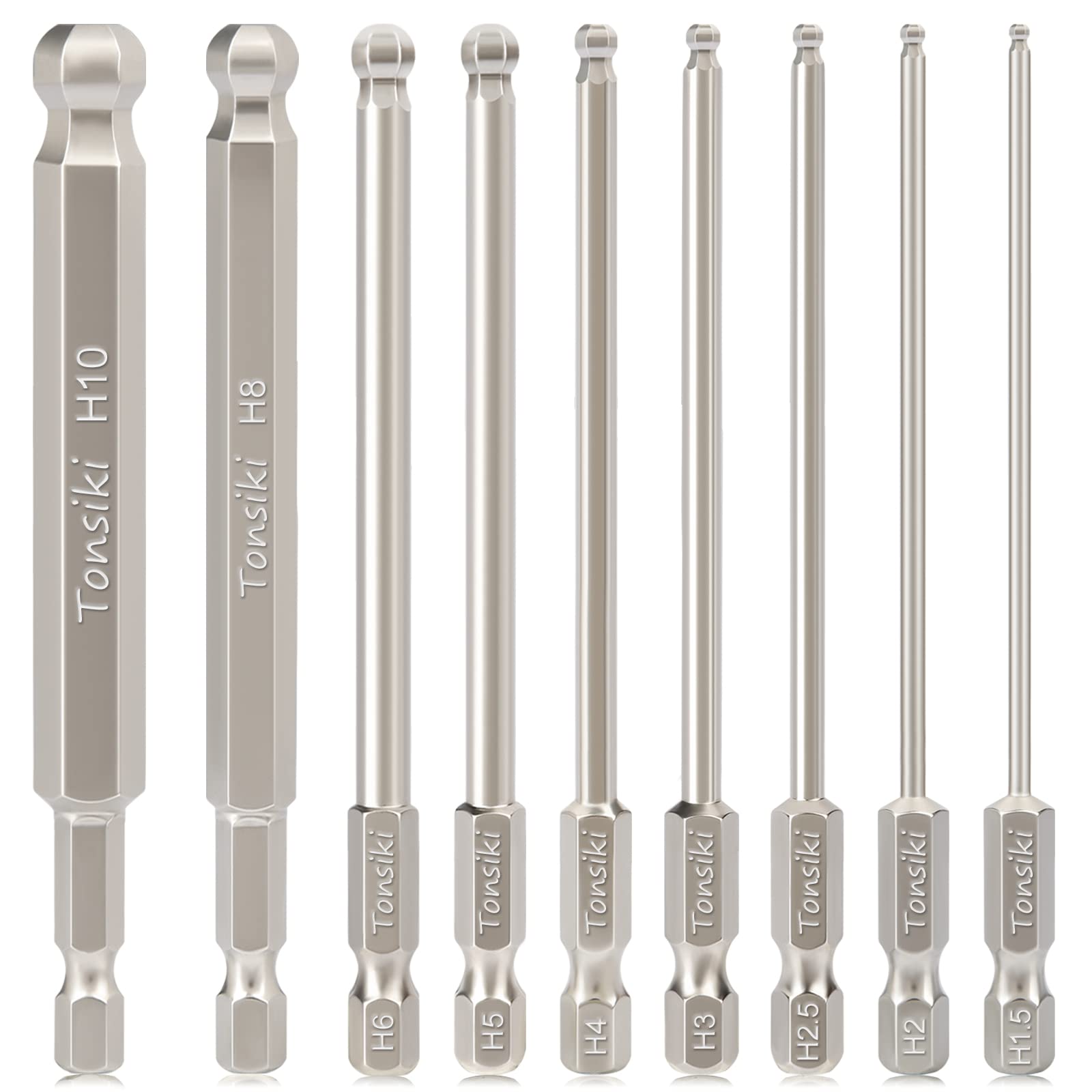 Tonsiki Hex Head Allen Wrench Drill Bit Set,9PCS 100mm Hex Allen Bit
