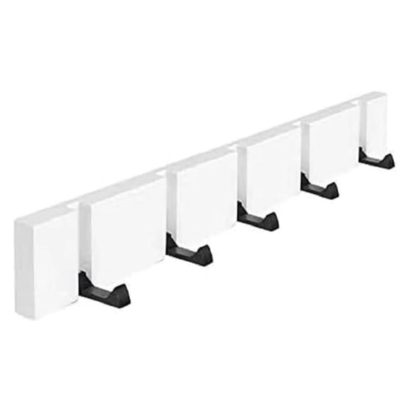 5 Hook Coat Rack Wall Mounted Folding Hanging Clothes Rack Wooden Coat Hanger Modern Key Hanger Space-Saving Design for Door Entryway Office (White)