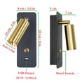 thumbnail image 2 of Aplique de pared minimalista, luz direccional, luz de lectura, LED de noche, aplique de pared Oro negro, 2 of 9
