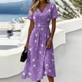 thumbnail image 2 of Boho Dresses for Women A-Line Midi Short Sleeve V-Neck Wrap Spring Dresses Casual Summer Beach Vacation Dress, 2 of 7