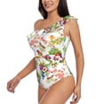 thumbnail image 2 of Haiem Birds And Flowers Women's One Piece Swimsuits Tummy Control One Shoulder Bathing Suits Ruffle Swimwear-X-Large, 2 of 8