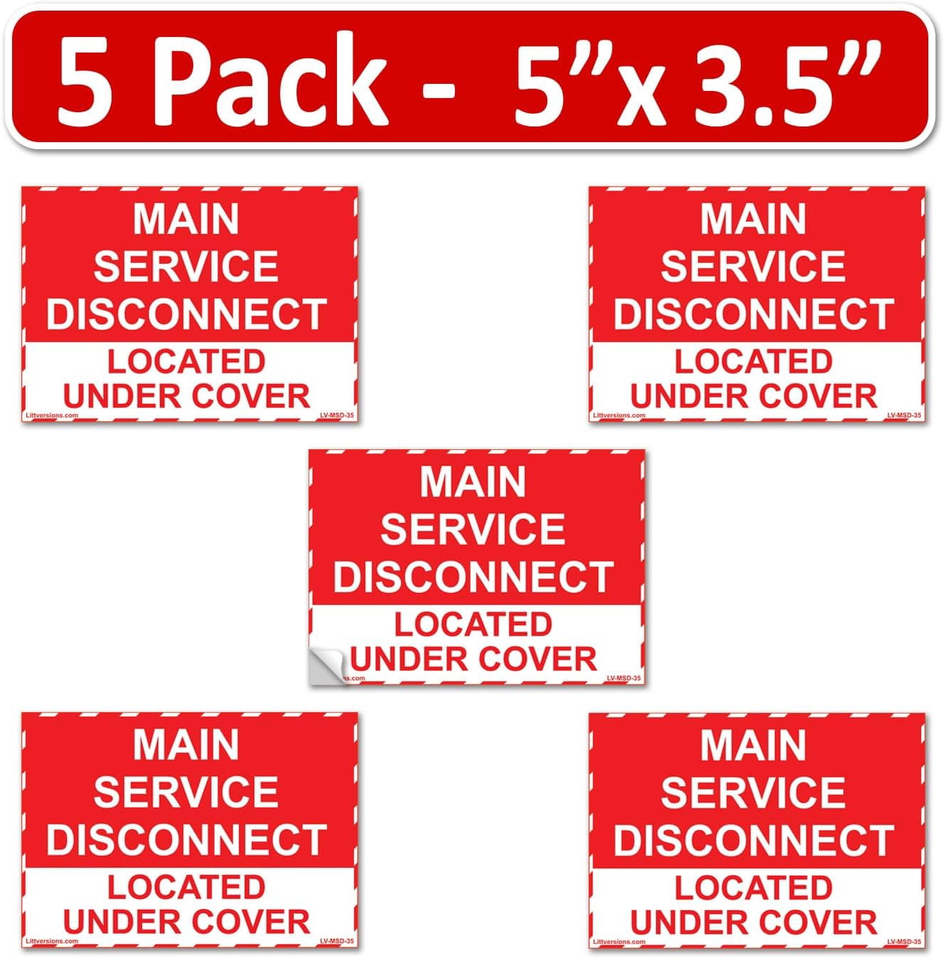 5" x 3.5" Main Service Disconnect Located Under Cover Labels Sign Sticker Electrical Vinyl EPA5AP