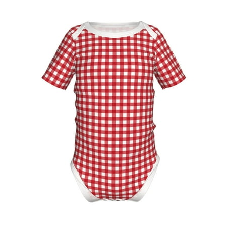 

Junzan Red Checkboard Print Short-Sleeve Baby Climbing Clothes Bodysuits for Infant One-Piece for Baby Boys & Girls Baby Clothes Baby Romper with Snap Closure-12 Months