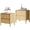 Beige, variant on Mid Century Nightstand Set of 2 - Bedside Table with 2 Drawers and 4 Sturdy Solid Wood Legs, End Table for Bedroom,Black
