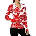 thumbnail image 2 of Purcolt Womens Tropical Palm Tree Print Hooded Jacket Comfort Casual Sun Protection White Lined Long Sleeve Full Zip Outerwear Lightweight Loose Fit Sport Cardigan, 2 of 6
