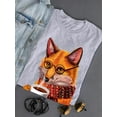 thumbnail image 3 of Fox Drinking Coffee T-Shirt Women -Image by Shutterstock, Female Medium, 3 of 4