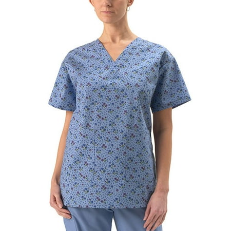 Medline - Women's V-neck Two Pocket Scrub Top, Flowers