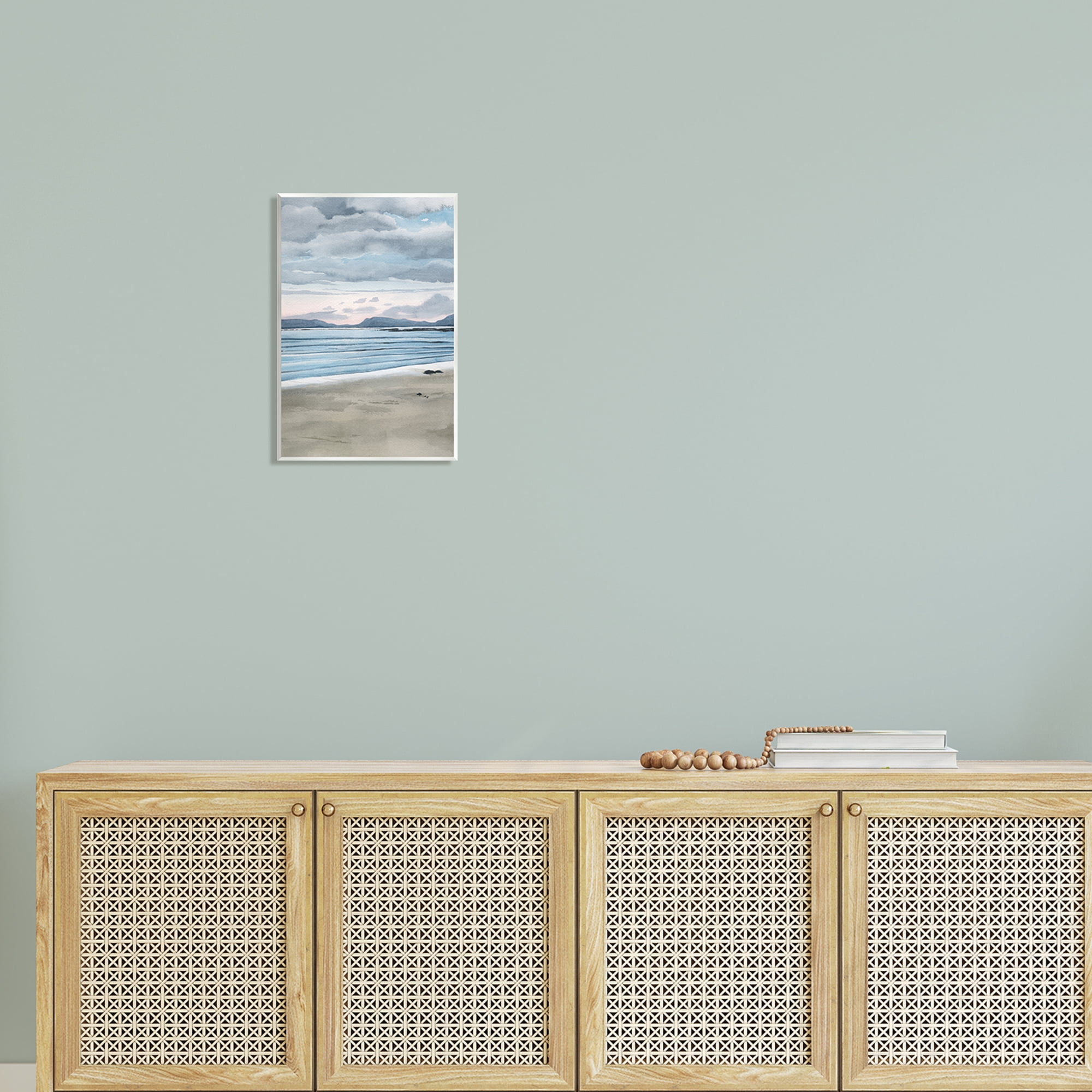 Stupell Cloudy Sunrise Beach Scenery Landscape Painting Wall Plaque Unframed Art Print Wall Art