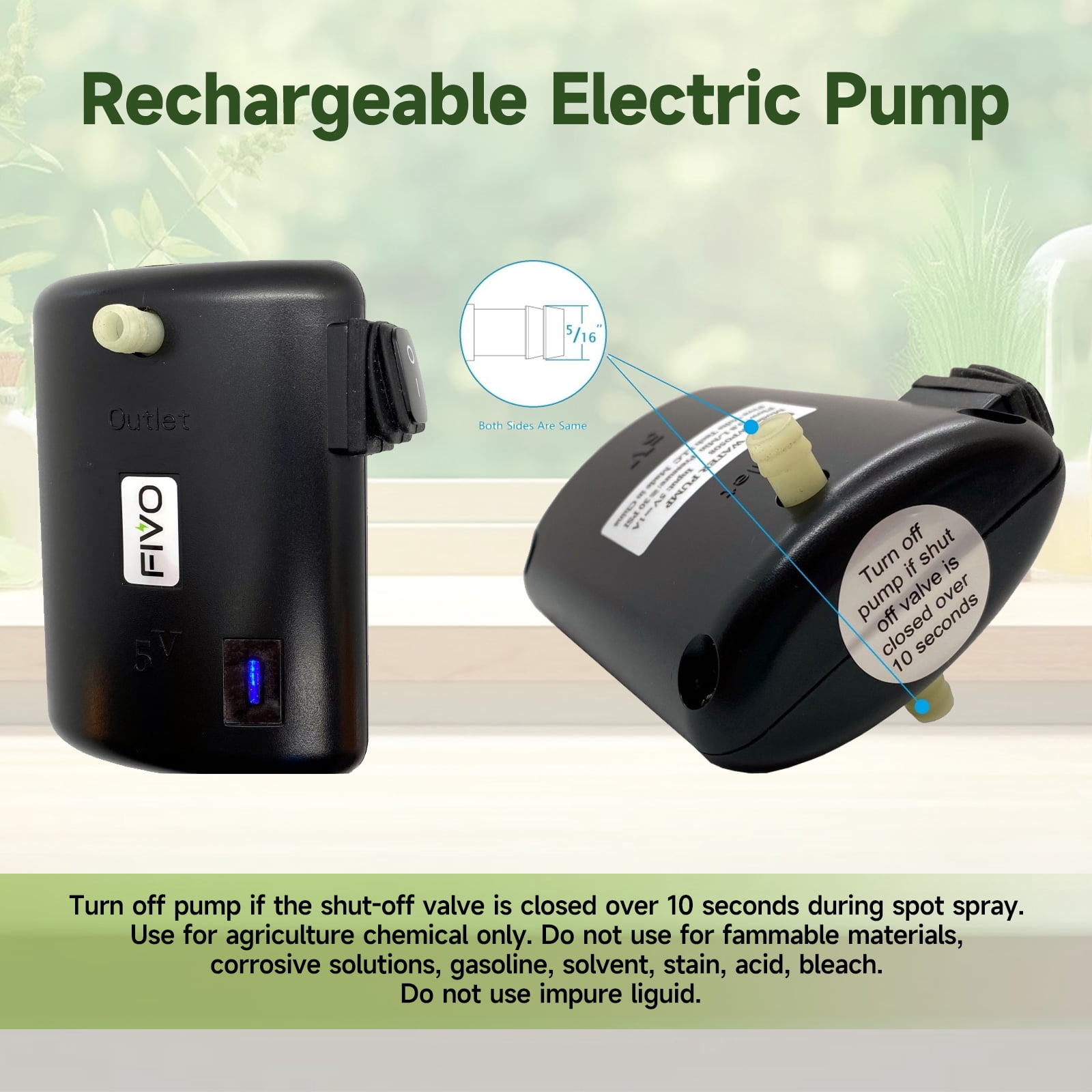 FIVO 2 Gallon Sprayer with Rechargeable Battery Powered Electric Pump for Lawn and Garden