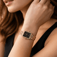thumbnail image 3 of ELLEN TRACY Women’s Gold Bracelet Watch – Black Square Dial with Faceted Crystals, 3 of 8
