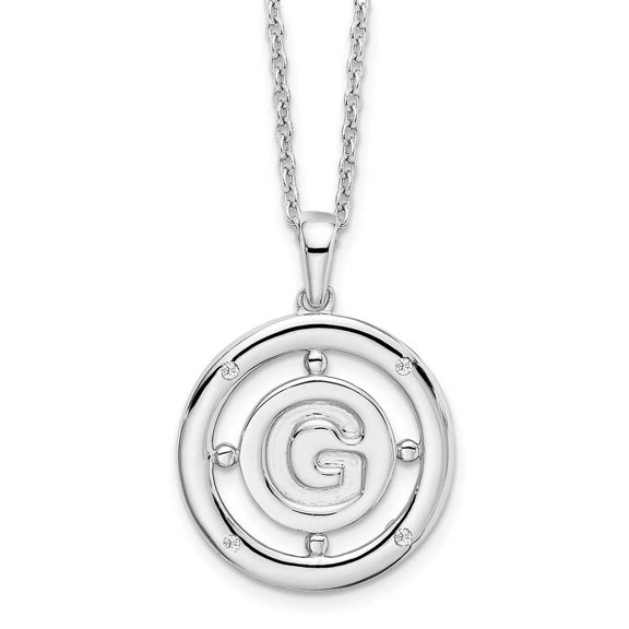 Primal Silver Sterling Silver 0.025 Cttw Diamond Initial G Necklace