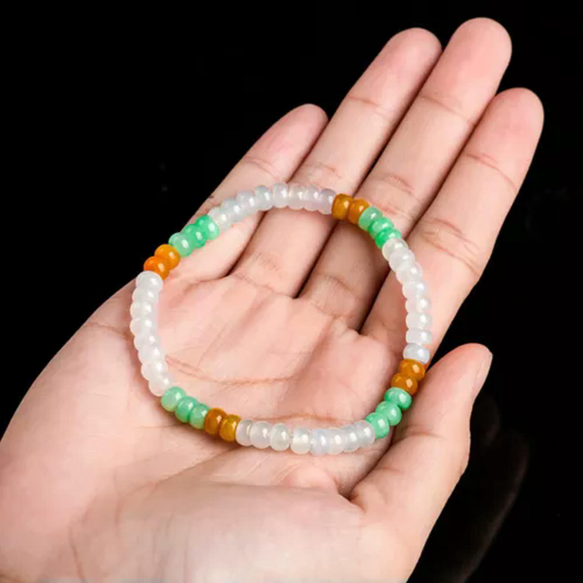 EOEMY Natural Grade A Jade Jadeite Women Lucky Colorful 5.5mm Abacus Beaded Bracelet