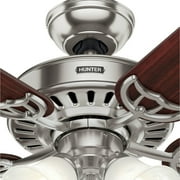 Hunter 52 inch Indoor Ceiling Fan with LED Lights and Pull Chain - Standard Mount Ceiling Fan, 5 Blades, For Bedroom, Living Room, or Kitchen, Quiet - Studio Series 53064, Brushed Nickel