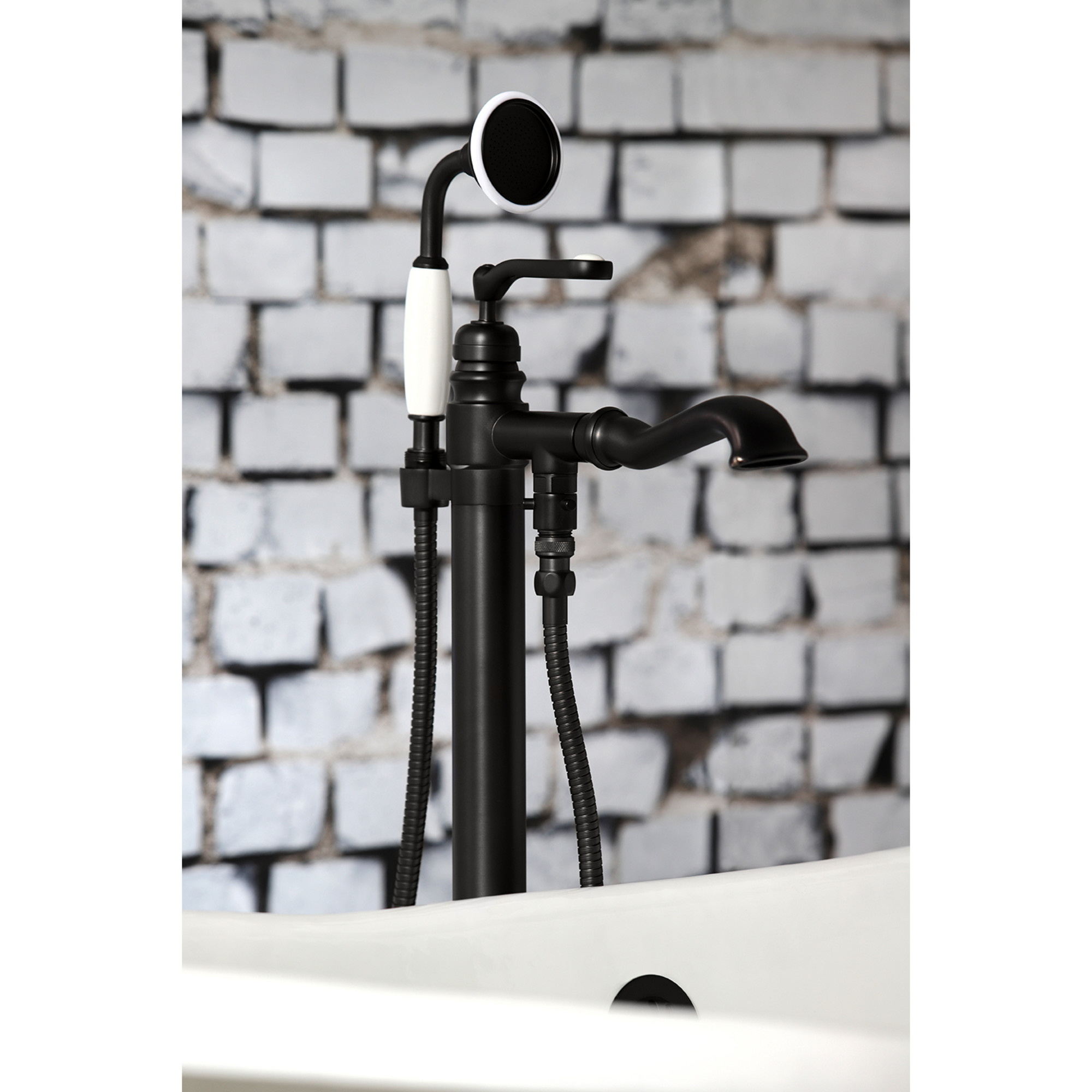 Kingston Brass KS7010RL Royale Freestanding Tub Faucet with Hand Shower, Matte Black