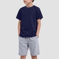 thumbnail image 2 of Gubotare Cute Baby Boy Outfits Color Block Boys Short Sleeve T-Shirt with Compression Liner Short Sets for kids (Navy,Size 4-5 Years), 2 of 4