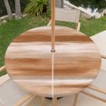thumbnail image 6 of Round Outdoor Tablecloth with Umbrella Hole and Zipper, Brown Grey Fitted Table Cover with Elastic Edge for 31-35 Inch, Abstract Art Oil Painting Blue Ombre Waterproof Patio Tablecoths for Picnic, 6 of 9