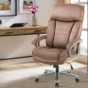 CLATINA Ergonomic Big and Tall Executive Office Chair with Upholstered Swivel 800lbs High Capacity Adjustable Height Thick Padding Headrest and Armrest for Home Office Beige