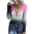 thumbnail image 2 of Puntoco - Camiseta de manga larga con cuello en V y estampado de moda de verano para mujer Puntoco Puntoco-1741, 2 of 5