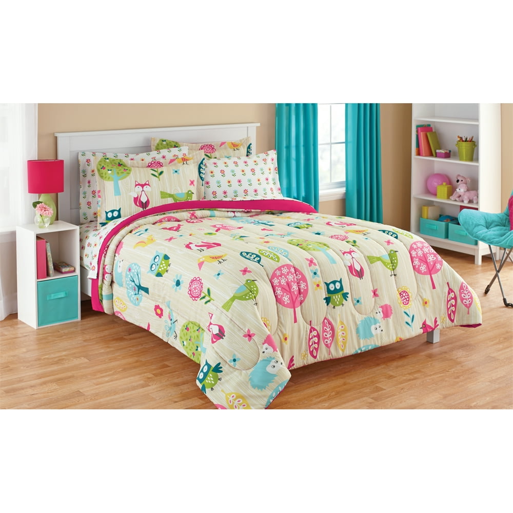 Your Zone Tan Woodland 7Piece Bed in a Bag Bedding Set with Sheet Set