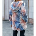 thumbnail image 3 of Women's Tie Dye Soft Fleece Hooded Open Front Coat, 3 of 7