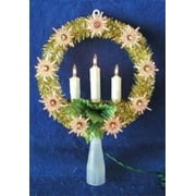 8" Lighted Gold Tinsel Wreath with Candles Christmas Tree Topper