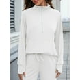 thumbnail image 4 of JYLFC Womens 2 Piece Outfits Set Lounge Hoodie Sweatsuit Sets Oversized Half Zip Sweatshirt Sweatpants with Pockets White 3XL, 4 of 7