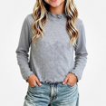 thumbnail image 2 of WAVSUF Girls Ruffle Mock Neck Tee, Skinny Fit Ruffle Hem Long Sleeve Winter Base Comfort Undershirt Gray 7-8, 2 of 6