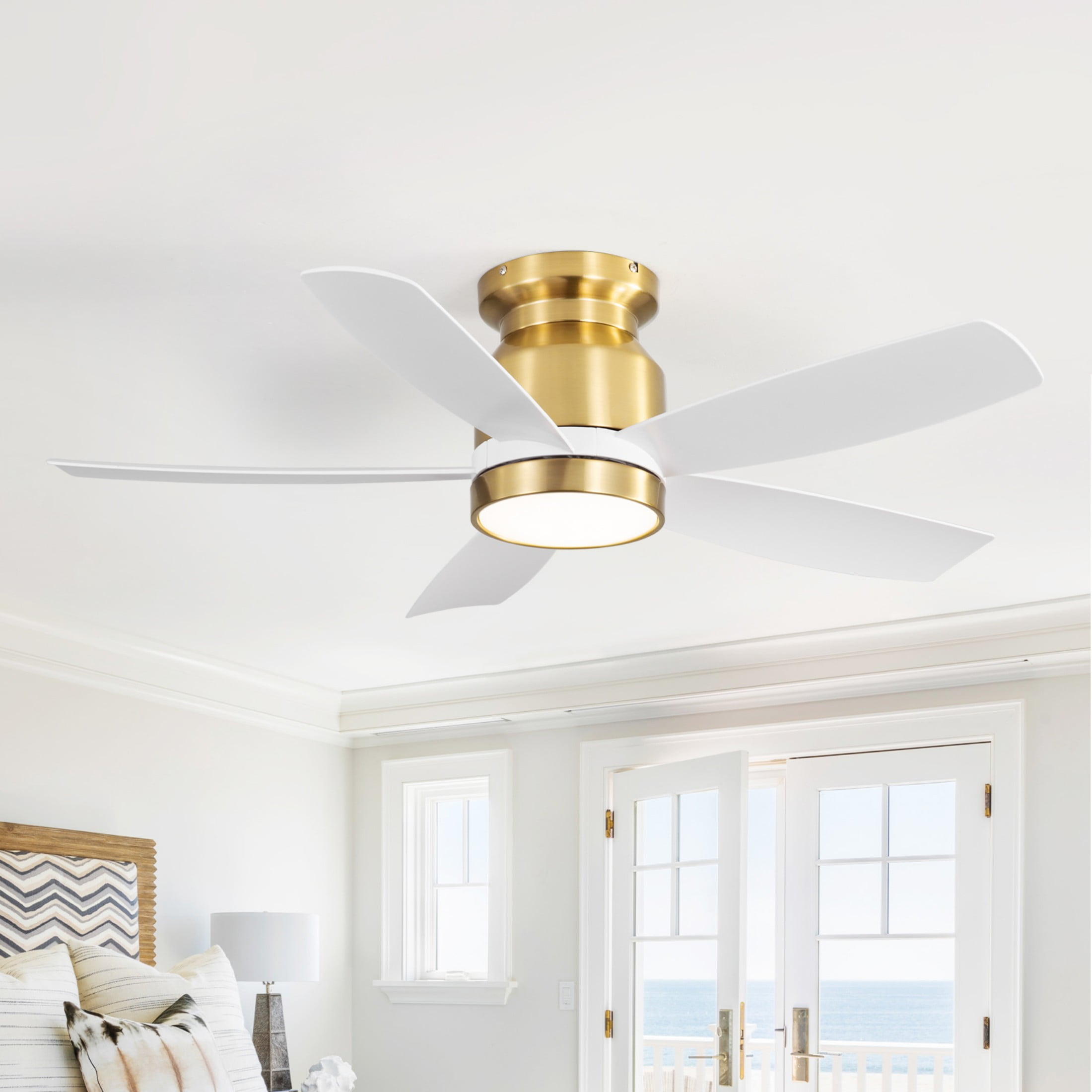 Sofucor 42 Inch Gold Ceiling Fan with Lights and Remote