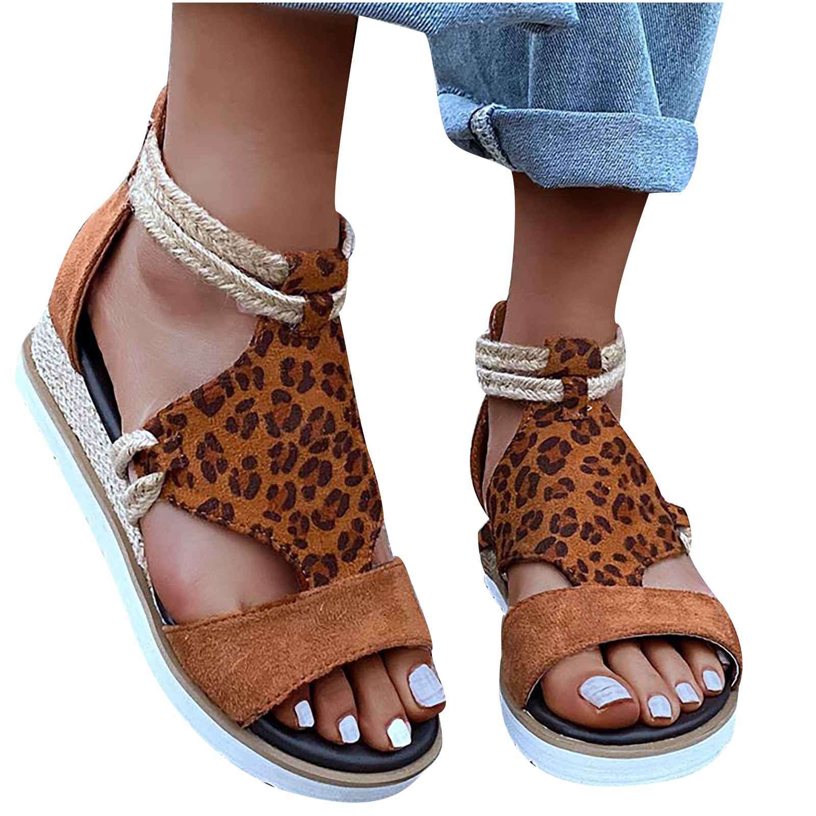 Mchoice Woman Summer Sandals Open Toe Casual Platform Wedge Shoes Casual Canvas Shoes on Clearance - image 1 of 5