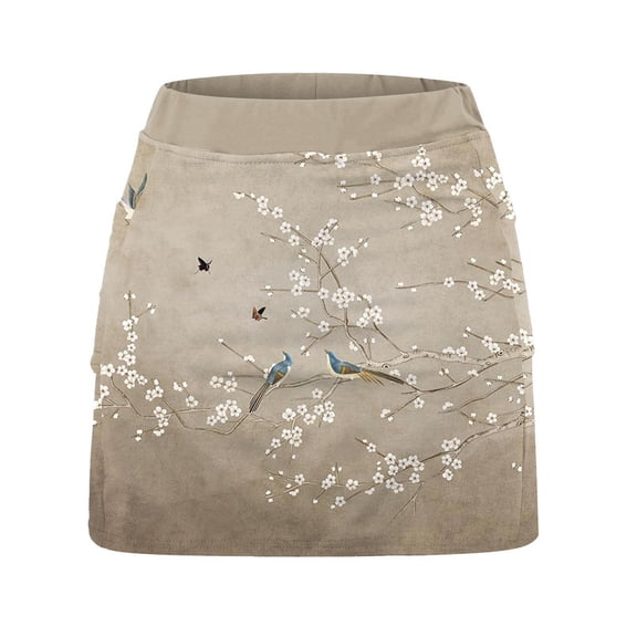 WTXUE Tennis Skirt, Women's Pocket Pants Solid Mid Waist Culottes Short Skirts Skinny Pants Skorts for Woman Pickleball Skirts for Women (Brown, 4XL)