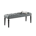 thumbnail image 4 of Wooden Dining Benches, Leviton Fabric Tufted Turned Leg Dining Bench, Gray, Gray Dining Benches,Wood Farmhouse Dining Benches, Furniture Dining Furniture Benches, 4 of 5