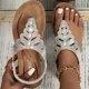 thumbnail image 1 of Mujeres sandalias planas con arco soporte zapatos tang sandalias romanas rhineston sandalias cómodas para el verano elegante, 1 of 6