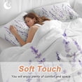 thumbnail image 4 of 3 Piece Lavender Floral Duvet Cover Set Full Size, Microfiber Comforter/Quilt Cover with Corner Ties and 2 Pillowcases, Spring Flowers Botanical Plants All Season Soft Bedding with Zipper Closure, 4 of 8