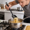 thumbnail image 3 of Bxaolu Cooking Utensils Set of 6, Plastic Kitchen Utensils with Handle, Non-stick Cookware Friendly,Heat Resistant, Includes:Spatula/Turner/Serving Spoon/Soup Ladle/Slotted/Spaghetti Server(Black), 3 of 7