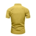 thumbnail image 4 of KeShDi Summer Mens T-Shirts Polo Shirts Men's Solid Color Short Sleeved Collared Denim Shirt Military Top Yellow S, 4 of 7