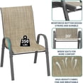 thumbnail image 5 of UDPATIO Patio Dining Chairs Set of 2, Outdoor High Stacking Chairs, Backyard Deck Garden Chairs, Indoor Breathable High-Density Fabric Chairs, Restaurant Kitchen Dining Trattoria Chairs Khaki, 5 of 6