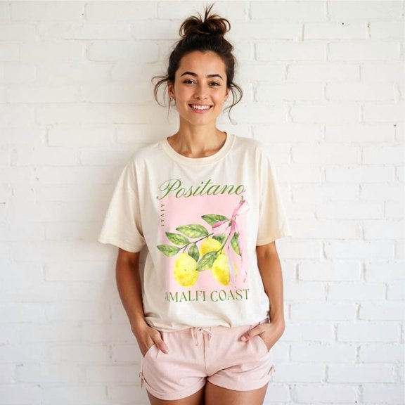 Coquette Positano Italy Shirt, Summer Aesthetic Travel Tee, Retro Amalfi Coast Beach Outfit, Vintage Italian Graphic Top, Lemoncore Tee TH1406B16