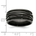 thumbnail image 2 of Black Titanium Polished Grooved Waves 10mm Band Size 13.5 Ring for Women and Men - 4.9 Grams, 2 of 2