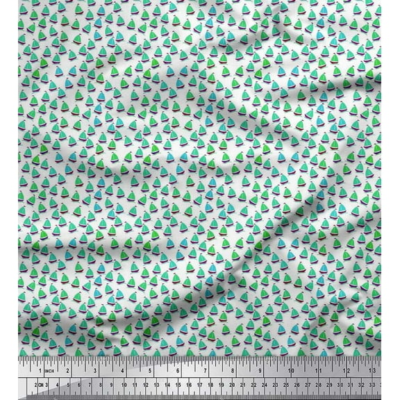Soimoi Cotton Duck Fabric Sailboat Shirting Print Fabric by The Yard 42 Inch Wide