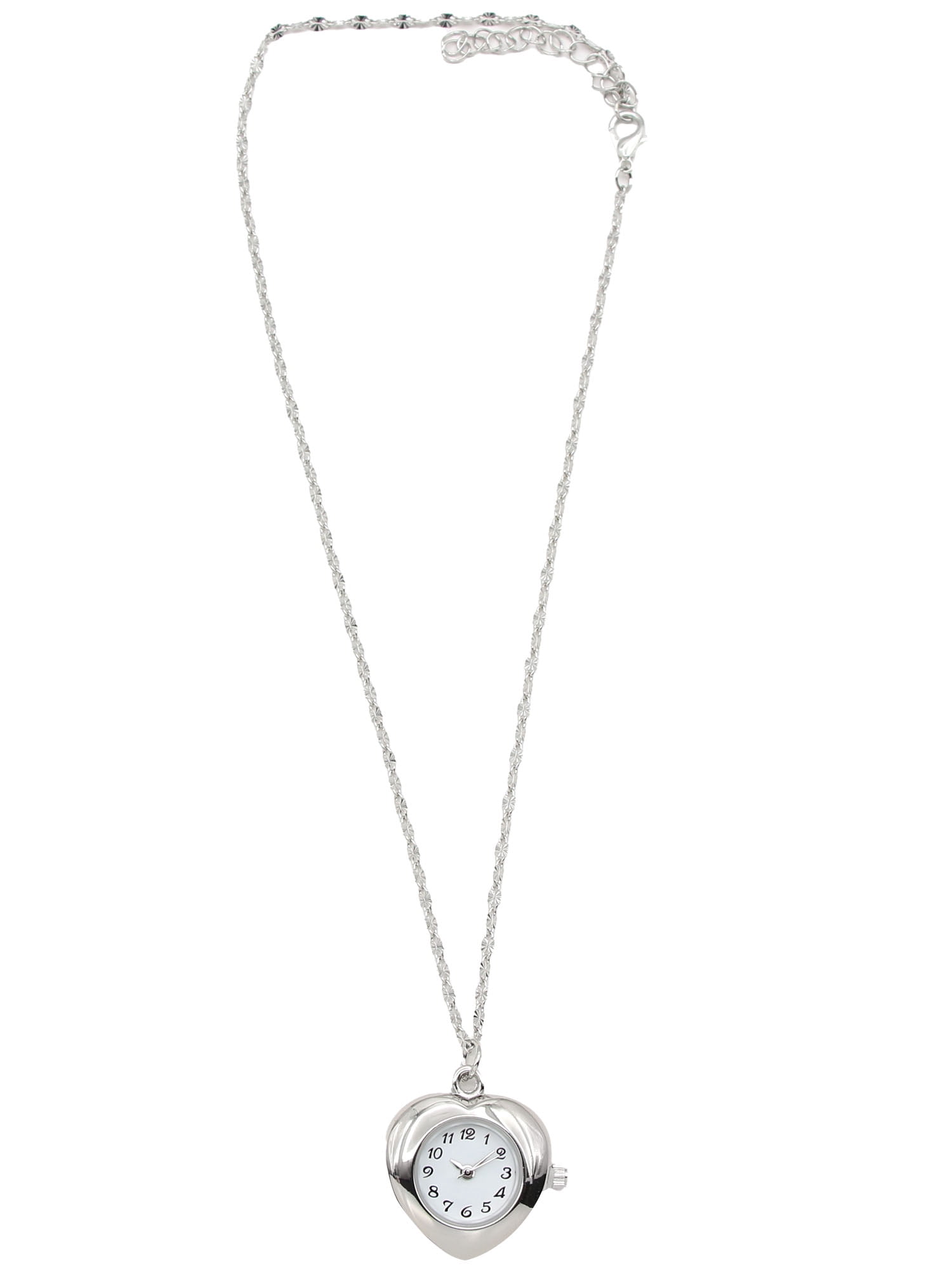 No Boundaries Adult Female Silvertone Heart Shaped Pendant Watch .