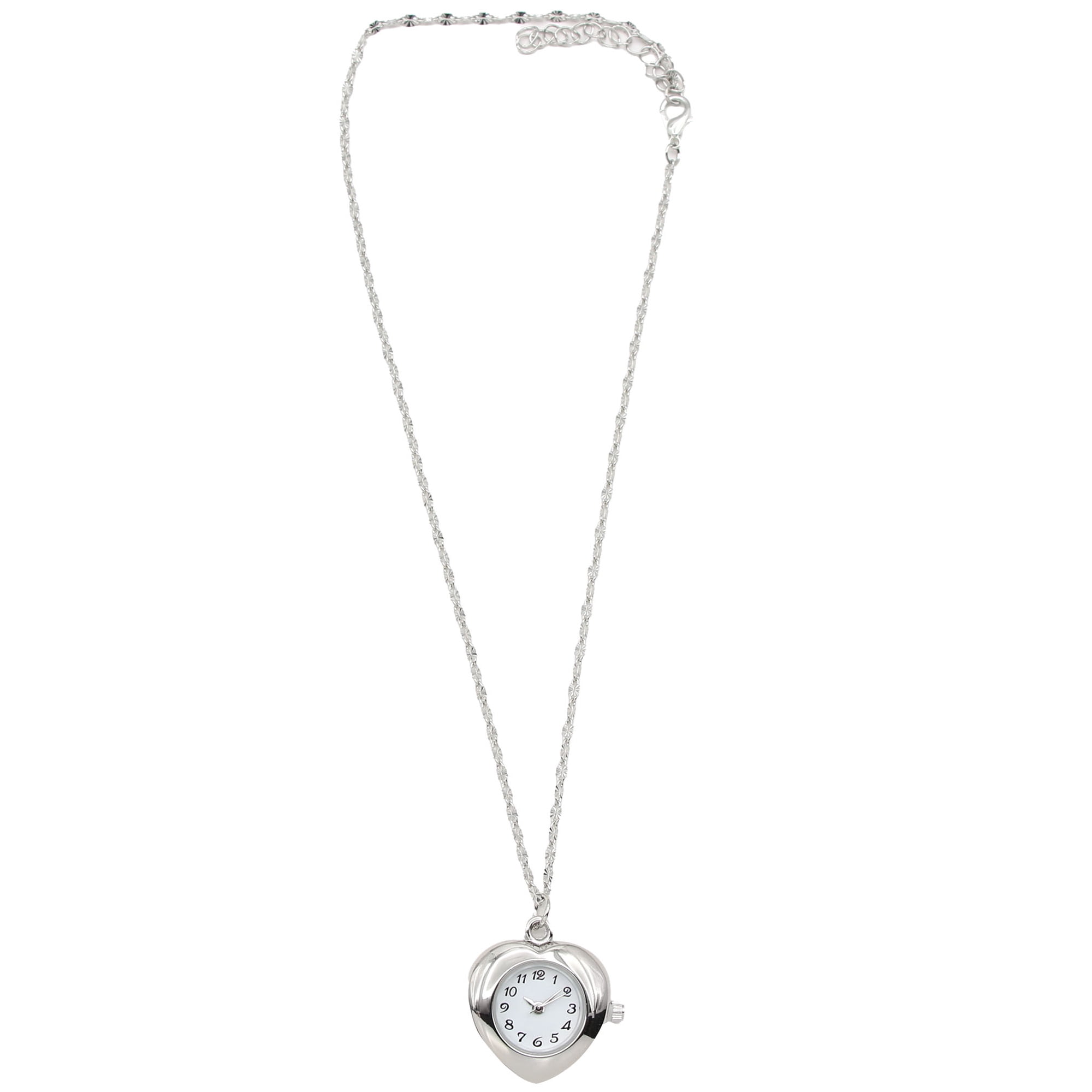 No Boundaries Adult Female Silvertone Heart Shaped Pendant Watch .