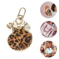 thumbnail image 3 of Unique Bargains Fashion Pearl Leopard Print Shell Style 3 Handbag Charm Brown 1 Pc, 3 of 5