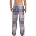 thumbnail image 3 of Balery Men'S Purple Floral Gingham Check Plaid Pants,Sleepwear Pants,Pajama Pants,Pj Bottoms Drawstring And Pockets-Medium, 3 of 9