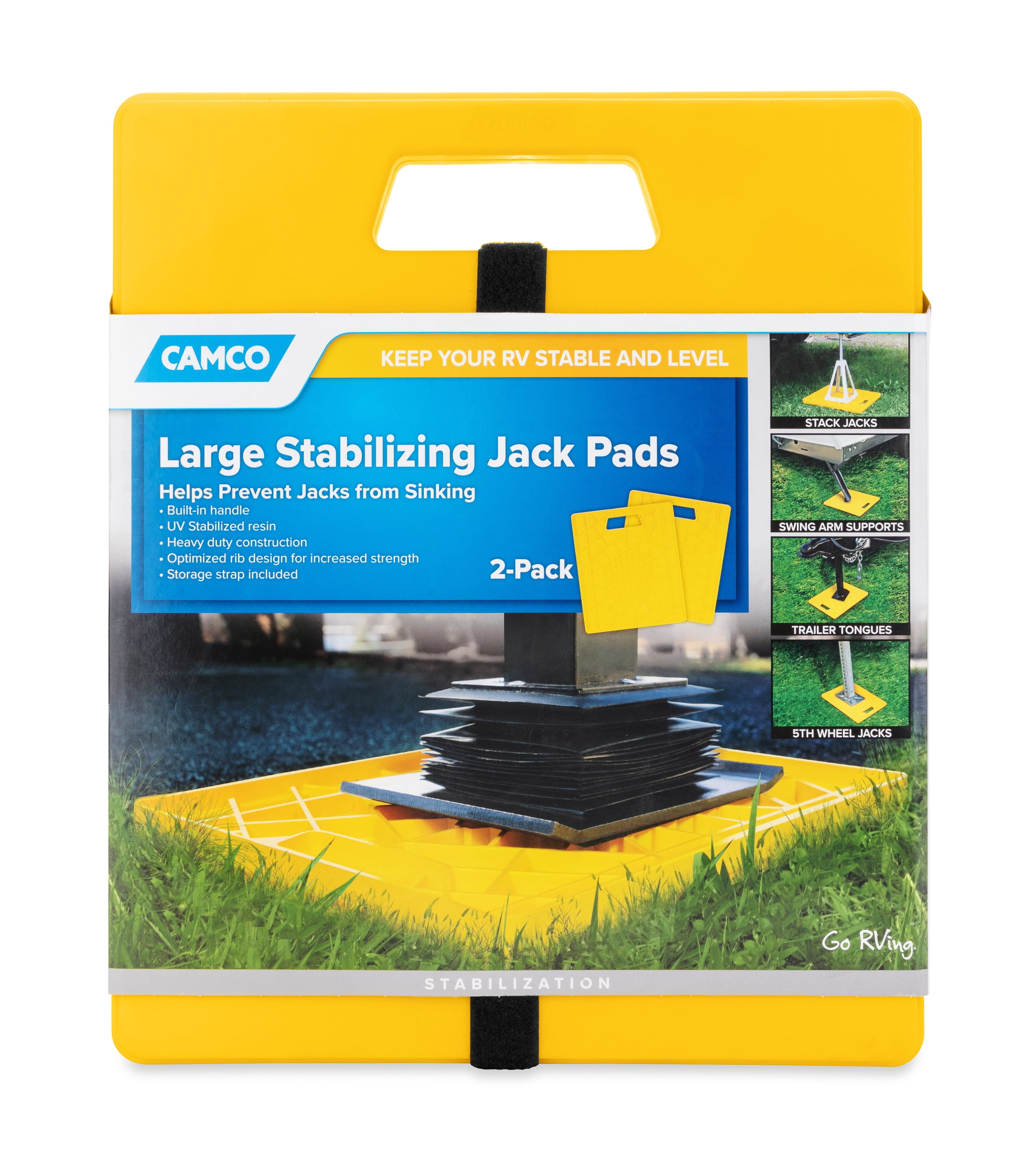 Camper Leveling Blocks for Trailer Vehicle Auto Car Wheel,14 L x 12 W 2 Pack Wadoy Large RV Stabilizer Jack Pads 